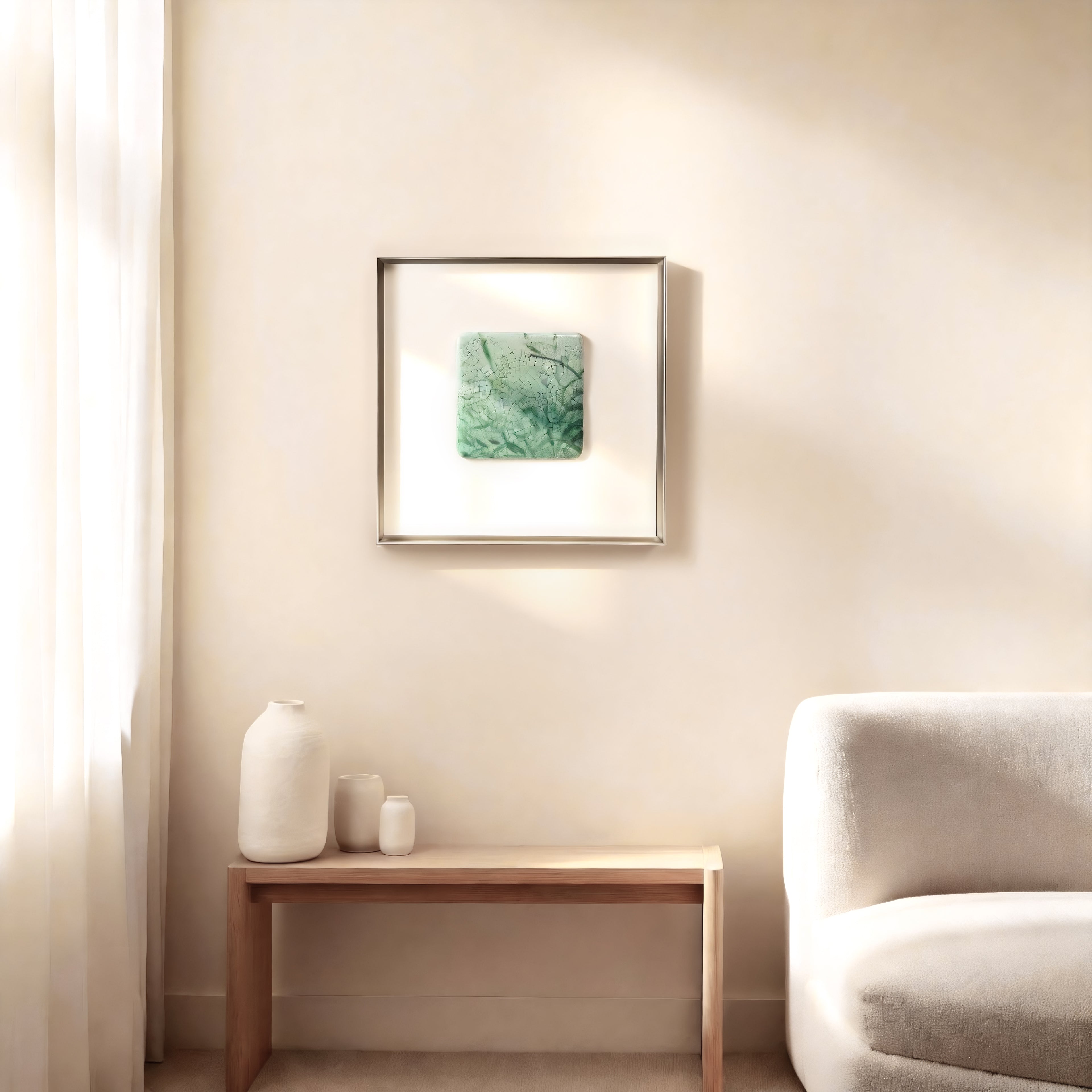 Cyan Field Vein Texture Handcrafted Art