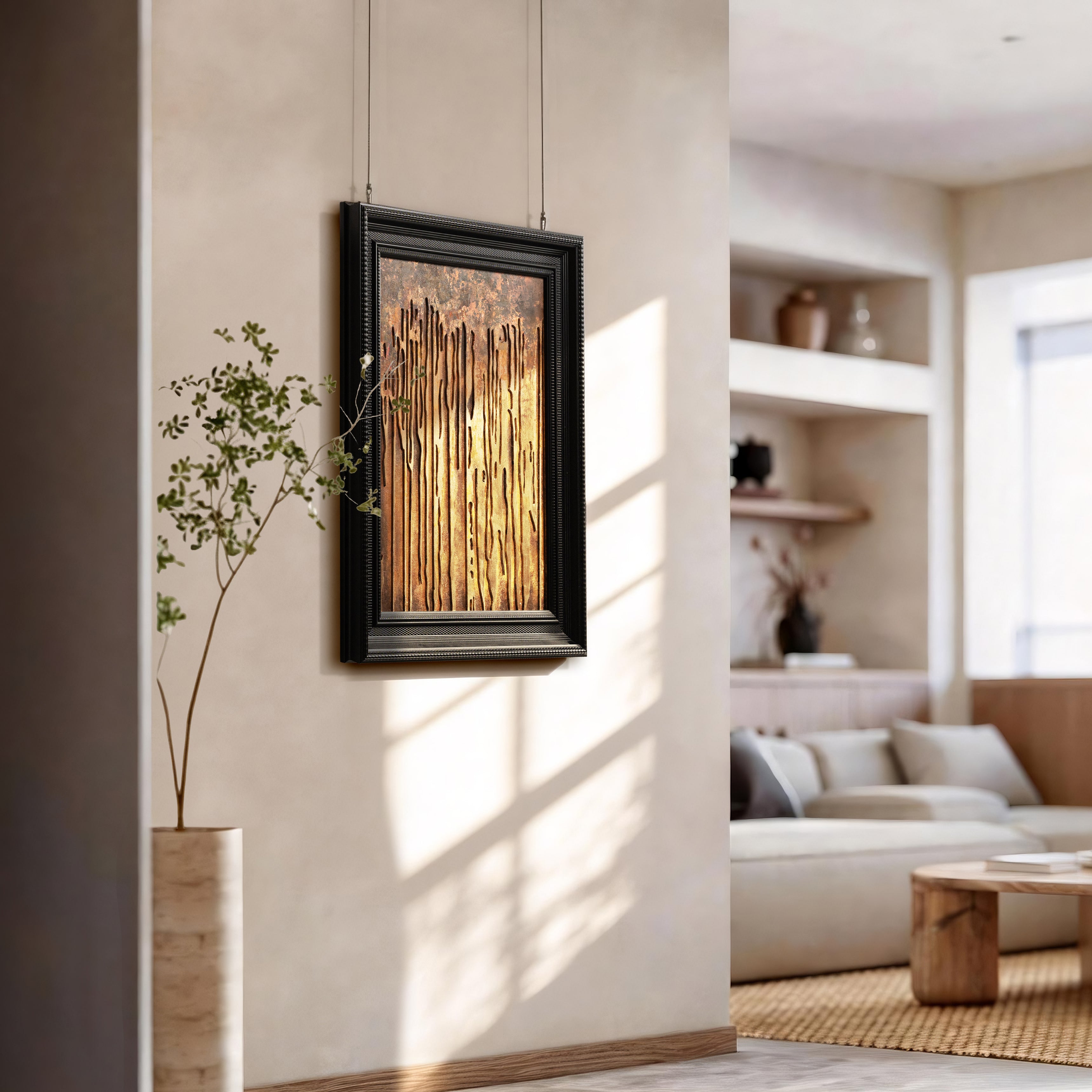 Shimmering Cascade Handcrafted Fired Foil Art