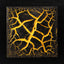 Unframed canvas of Earth Awakening — Mineral Texture · Aura Frame, showing the full earth element mineral surface with its dense network of natural fissures and hand-traced gilded lacquer lines following the geometry the material itself established.