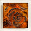 Unframed canvas of Fervor — Mineral Texture · Aura Frame, revealing the full fire element mineral surface built through Song Dynasty glazing tradition and contemporary lacquer craft, its dense directional brushwork forming a single bloom of concentrated flame.