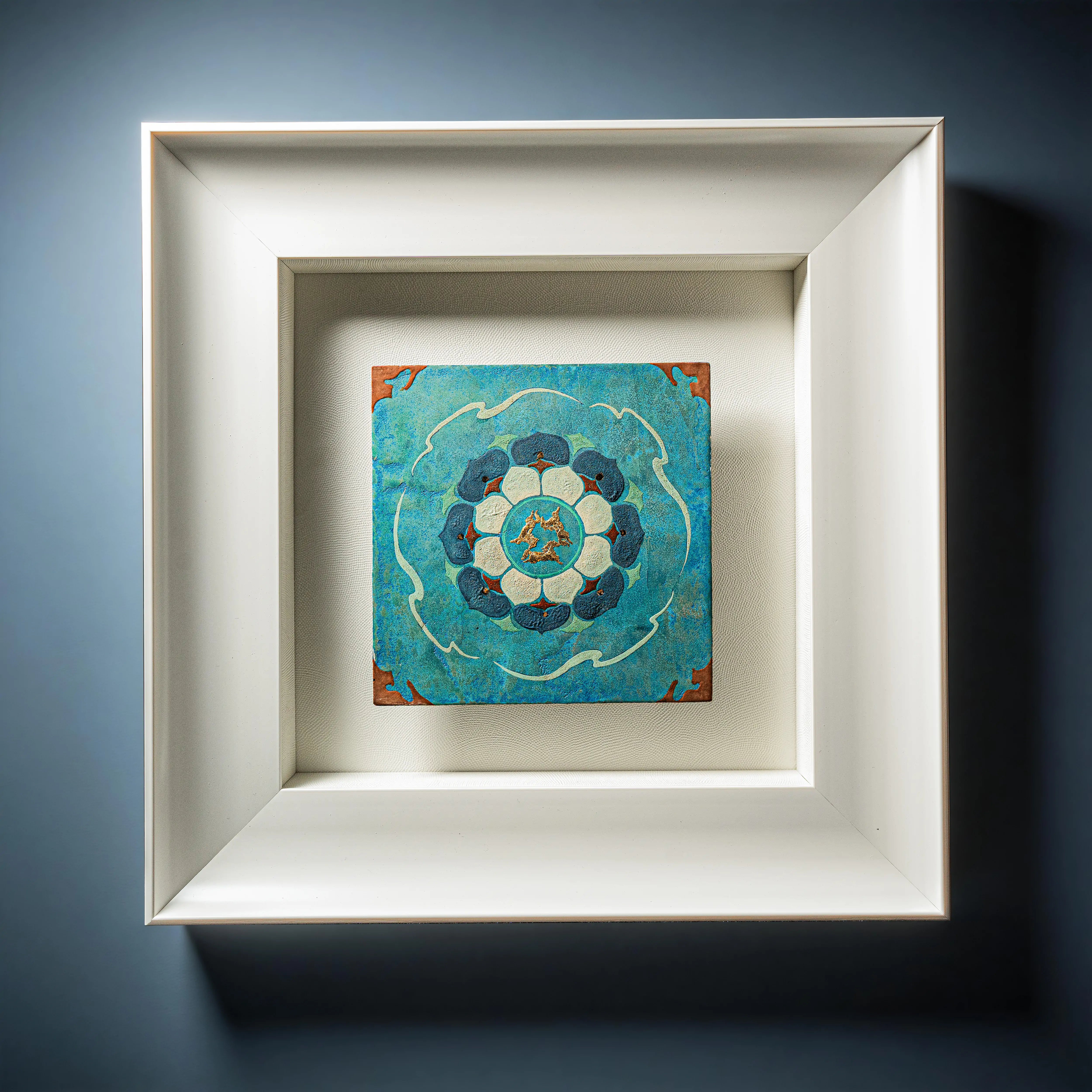 Heavenwell Axis feng shui wall art — full product view embodying earth element grounding force through copper foil relief and rich mineral texture.