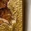 Mirror of Universe-brown — close-up detail highlighting the handcrafted layering technique, where each raised metal element stroke builds the artwork's signature three-dimensional texture.