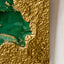 Mirror of Universe-green — close-up detail highlighting the handcrafted layering technique, where each raised metal element stroke builds the artwork's signature three-dimensional texture.