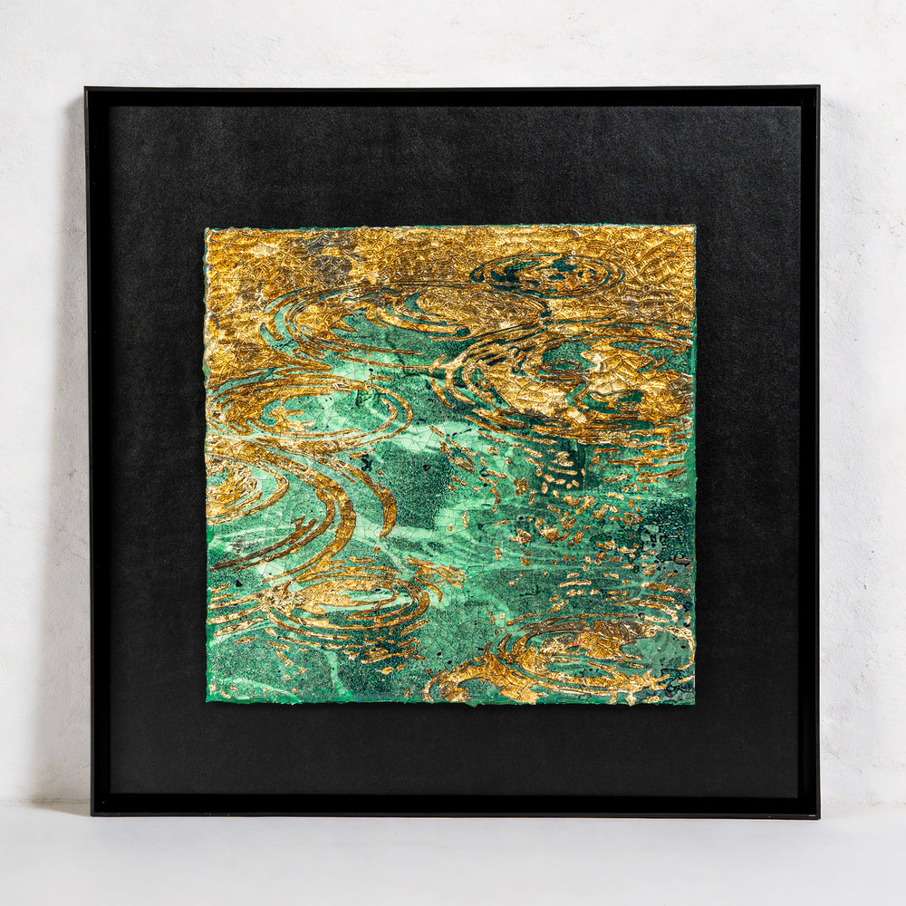Still Water, Deep Current — Patinated Foil · Aura Frame