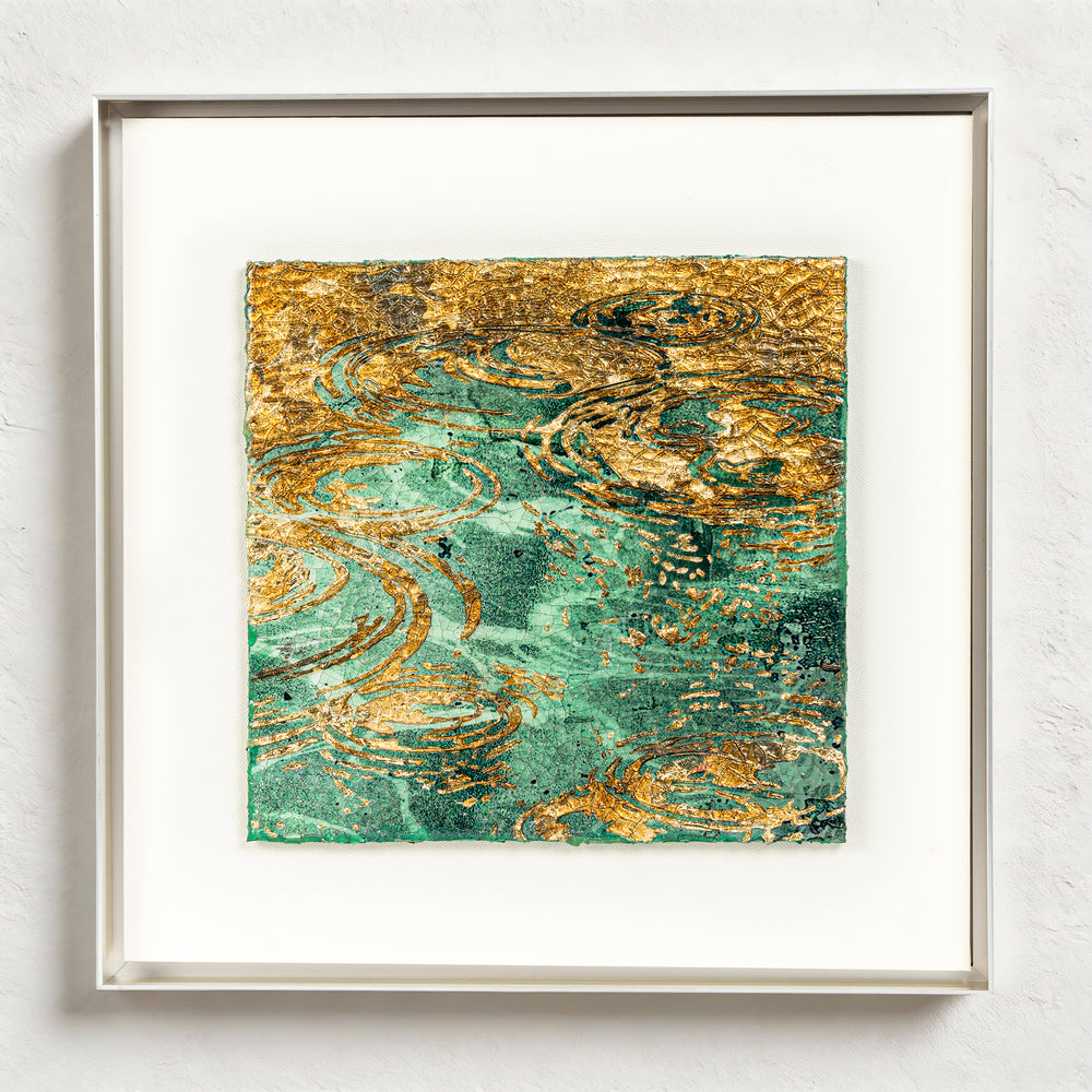 Still Water, Deep Current — Patinated Foil · Aura Frame