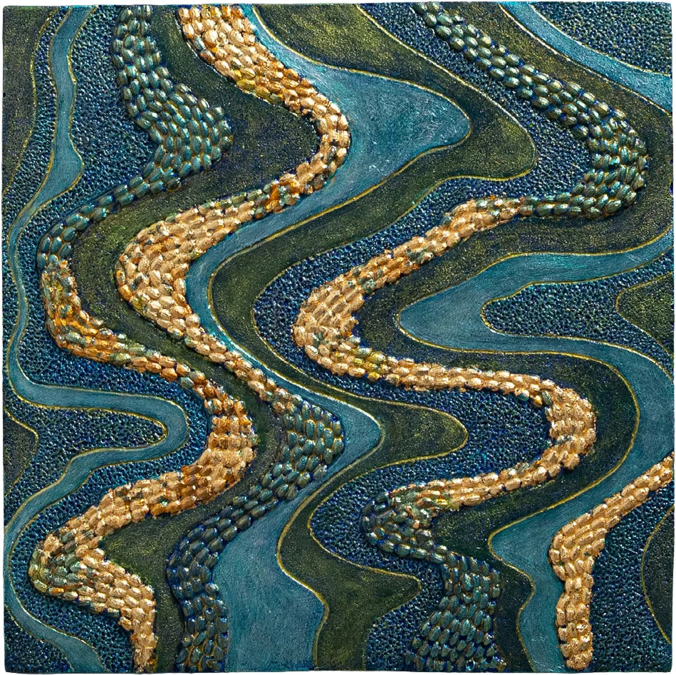 Gilded River Passage by Qi Baoqi — main artwork image